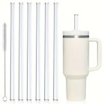 2 6PCS Reusable Straws With Cleaning Brush For Travel Tumbler Tumbler Replacement Straw Compatible With 20OZ 30OZ 40OZ Stanley C