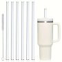 2/6PCS Reusable Straws With Cleaning Brush For Travel Tumbler Tumbler Replacement Straw Compatible With 20OZ/30OZ/40OZ Stanley Cup Silicone Clear Straw Water Bottle Accessories