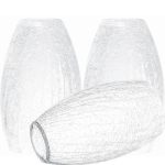 Go&so 3 Pack Crackle Glass Pendant Light Shade Replacement 4"W X 7.8"H 1.57" Fitter Oval Art Glass Light Fixture For Kitchen Isl