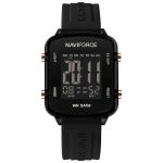 Women's Luna Lcd Digital Silicone Strap Ladies Watch Moon Black