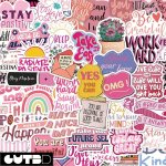 50PCS Gutbd Pink Inspirational Quotes Stickers - Waterproof Matte Finish For Diy Notebooks & Guitars