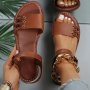 Women's Ankle Strap Flat Sandals Solid Color Open Toe Summer Shoes Casual Outdoor Beach Sandals
