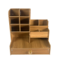 Wooden Stationery Organizer With Storage Drawer - Brown