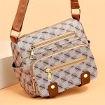 Plaid Pattern Crossbody Bag Women's Multi Pockets Purse Studded Decor Faux Leather Shoulder Bag