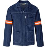 Cast Premium 100% Cotton Denim Jacket - Reflective Arms - Back - Orange Tape