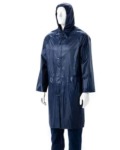 Navy Blue Rubberized Rain Suits Hood Zip & Storm Flap