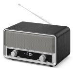 Audiocrazy Vintage Wood Am Fm Radio With Bluetooth Retro Bluetooth Speaker Radio With Lcd Display 40 Presets Sleep Timer No Alar