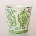 Ceramic Planter Lime Floral Design 16X17CM