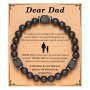 1PC Hot Explosive Black Matte Square Volcanic Stone Bracelet Dad Father's Day Gift With Card