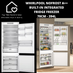 Whirlpool Nofrost A++ Built-in Integrated Fridge Freezer 70CM - 394L