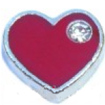 FLC86 - Red Heart With Stone Floating Charm For Floating Locket