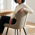 Upholstered Dining Chair With Curved Backrest