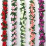 1P7.55FT Artificial Rose Vine Fake Hanging Plants Ratten Outdoor Uv Resistant Artificial Garland Faux Hanging Ivy Vine Garland Photo Props Outdoor Garden Yard Decor