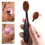 Pet Ear Cleaning Brush With Soft Plastic Bristles Gentle Paw Cleaner For Dogs And Cats Comfortable Oval Shaped Handle
