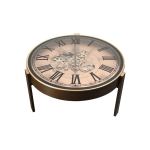 2 In 1 Vasco World Map Moving Gears 82CM Coffee Table Floor Clock Gold