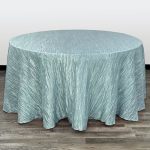 Your Chair Covers - 132 Inch Round Crinkle Taffeta Tablecloth - Dusty Blue Crushed Shiny Dining Table Cloth For Wedding Party Bi