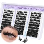 Fyonas Manga Lash Clusters Spiky Eyelash Clusters 240PCS D Curl Cluster Eyelash Extensions Volume Anime Lashes Clusters Fairy Lo