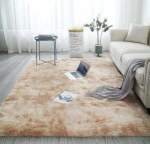 Smte Fluffy 200 X 150 Carpet Brown Shaggy & Foldable Rug Light Brown With Keychain