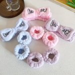3PCS Letter Embroidered Bow Headband & Wrist Bands For Face Washing Skin Care Beauty Makeup Daily Casual Party Hair Accessories