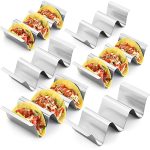 Rtt Stainless Steel Taco Holder Stand Set Of 6 - Stylish Rack Holds Up To 3 Tacos Each Keeping Shells Upright - Oven Grill
