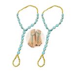 Kenjudess Bohemian Multi-colored Beaded Barefoot Sandals 2PCS Summer Beach Pearl Foot Chain With Toe Ring Crystal Slave Anklet A