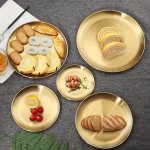 Elegant Stainless Steel Serving Platter - Round Perfect For Desserts & Snacks Ideal For Home Kitchen Restaurant Use