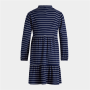 Younger Girl&apos S Navy & White Stripe Print Tiered Dress