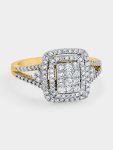 Yellow Gold 0.50CT Diamond Womens Radiant Rectangle Ring