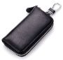 Genuine Leather Zipper Key Case Car Key Holder With Hook For Men Women