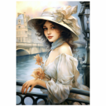 Tear Resistant Deco Print Elegant Lady Blue