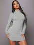 Mock Neck Rib Knit Dress Elegant Long Sleeve Bodycon Dress For Spring & Fall Women's Clothing