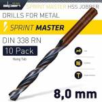 Alpen Sprint Master 8.0MM Hang Tab Din 10PACK Din 338
