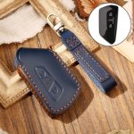 Hallmo Car Cowhide Leather Key Protective Cover Key Case For Volkswagen Golf 8 Blue