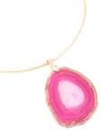 Goldair Gold Marbled Pink Stone Pendant Torque Necklace