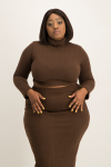 Kora Poloneck Cropped Top - Pinecone - 2XL