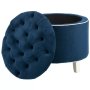 Althea Round Storage Ottoman - Blue