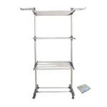 Smte 3 Layer Standing Drying Rack washing Line Steel Grey & Smte Pegs Packs With Keychain