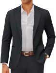Pj Paul Jones Mens Casual Blazer 2 Button Sport Jacket Notch Lapel Suit Jackets Business Sport Coats Dark Grey Blue