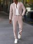 Men's 2pcs Dress Suit Set Notch Lapel Collar Single Breasted Blazer With Flap Pockets And Casual Pants Suitable For Spring And Fall Business And