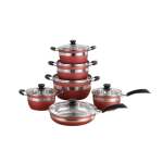 12 Piece Stainless Steel Pot Set Red