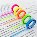 5 Roll Stickers Index Tabs - Transparent Fluorescent Colors Sticky Note Flags School & Office Supplies Stationery Gift Set
