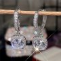 4-claw Square Shiny Zirconia Inlaid Dangle Earrings Elegant Simple Temperament Copper Silver Plated Material Exquisite Gift For Women