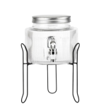 2.5L Ribbed Glass Beverage Dispenser With Tap & Stand
