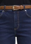 Curved Buckle Faux Leather Belt