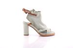Women's Block Heel Leather Sandal With Ankle Strip