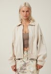 Cotton On Light Weight Coach Zip Collar Jacket - Stone