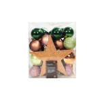 Bauble Set Gold Green And Brown Set Of 33 8CM