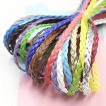 3YARDS LOT 5MM Braided Flat Pu Leather Cord For String Strap Necklace Rope Jewelry Making Craft Supplies