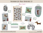 Cot Duvet Bedding Dachshund Grey Doggy Adventures Set
