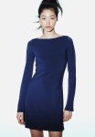 Boat-neck Jersey Dress - Dark Blue